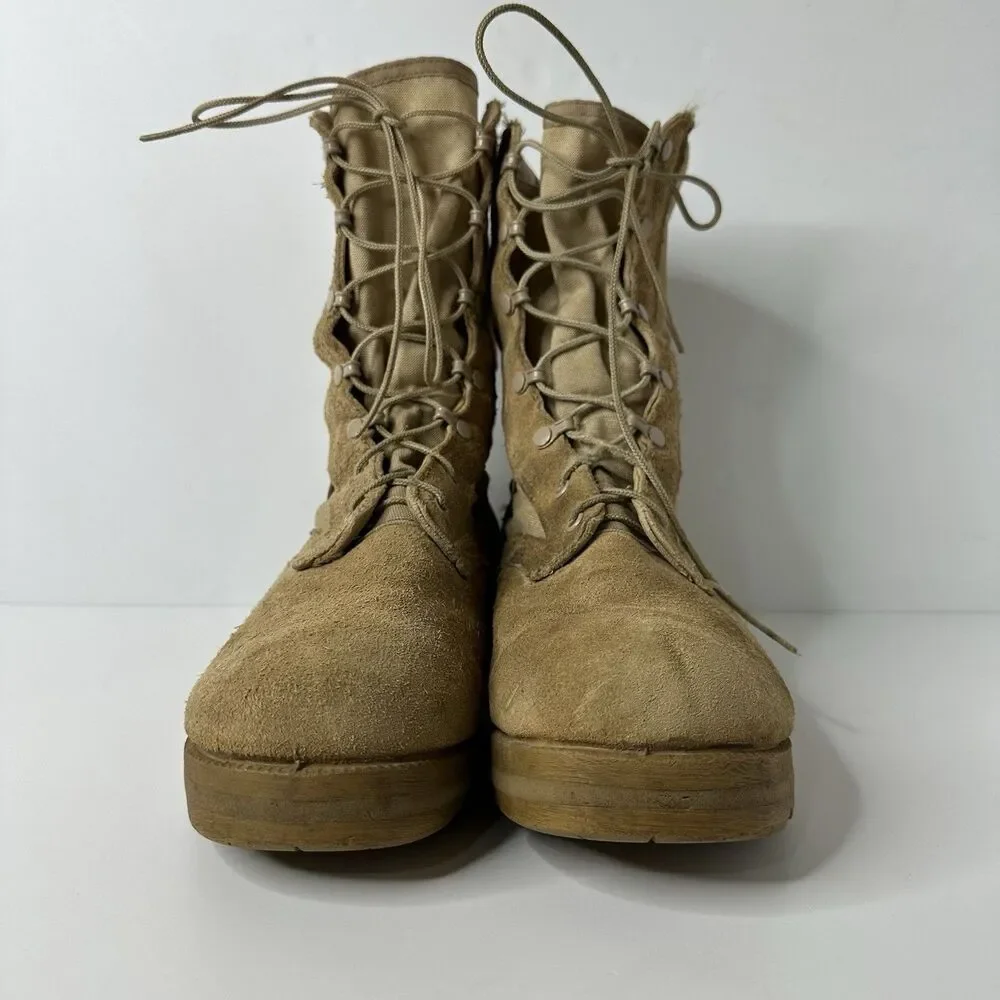 Military‎ Lace Up Combat Boots Mens Sz 9.5 Hot Weather Desert Tan Suede Tactical